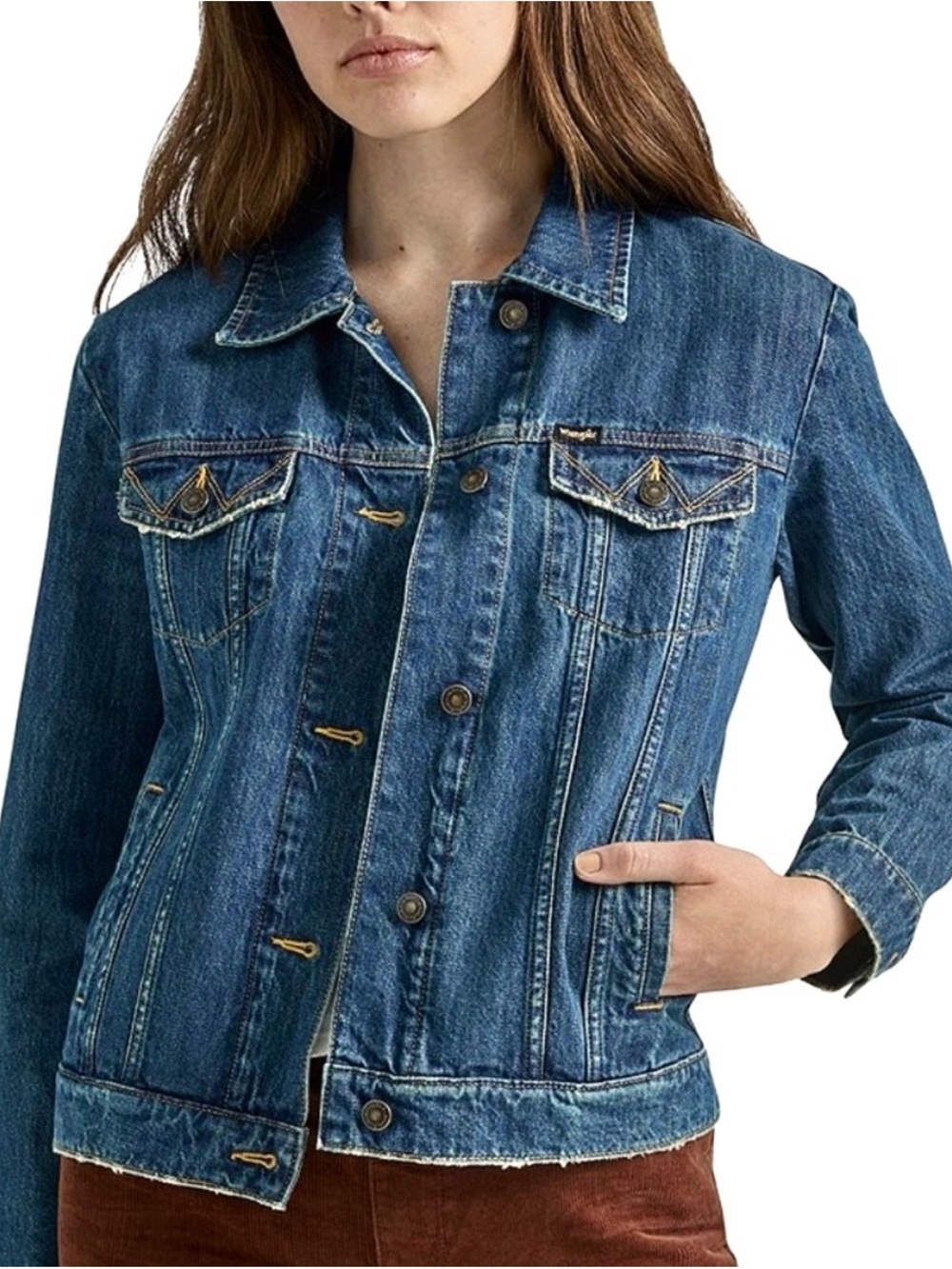 NWT Wrangler Memory Maker Denim Jacket Small Dark Wash Boho Western Jean S